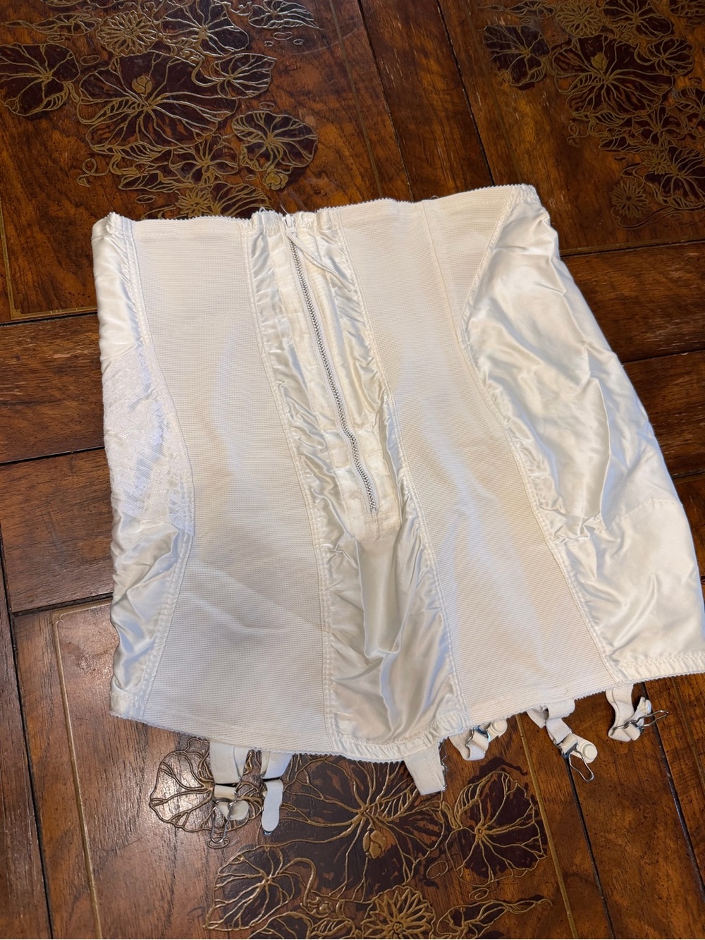 Vintage White Longline Girdle Corset with Garters